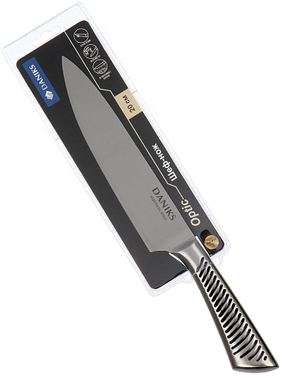 Нож кухонный Daniks, Optic, шеф-нож, нержавеющая сталь, 20 см, рукоятка сталь, YW-A245-CH