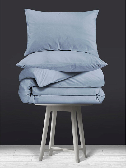 Постельное белье 2-спальное, простыня 200х216 см, 2 наволочки 50х70 см, пододеяльник 175х215 см, Silvano, поплин, Деним