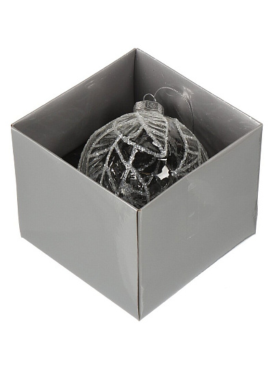 Елочный шар Листья, прозрачный, 10 см, стекло, XF24-SC035