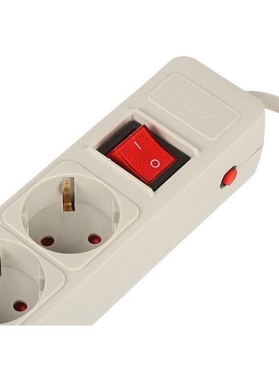 Сетевой фильтр 5 гнезд, 3 м, ПВС, 3х1 мм², с заземлением, 16 А, +2USB +TYPE C, 3.5 кВт, серый, Jett, 171-503