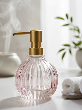 Дозатор для жидкого мыла, Розовая дымка, стекло, 10x15.8 см, GL1001KA-LD