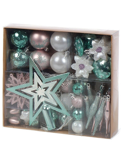 Набор елочных украшений 45 шт, микс, пластик, SYQC-0122007