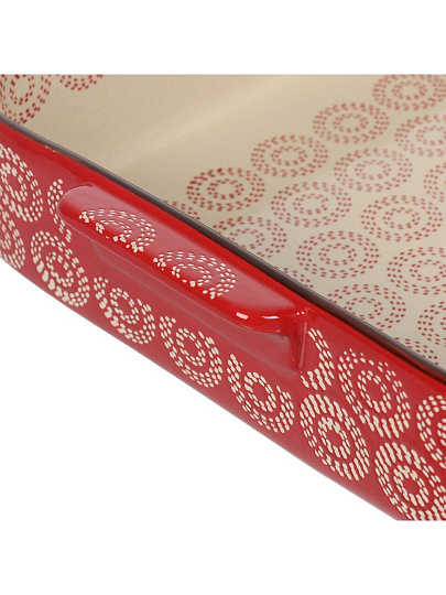 Форма для запекания керамика, 35х24.5х6.5 см, 3 л, фигурная, Круги на красном, Y6-10300