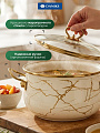 Кастрюля эмалированная сталь, 5 л, крышка стекло, Daniks, Белый мрамор, Y4-8966, индукция - фото 4
