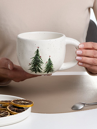 Кружка керамика, 550 мл, Елка, 16х11.5х9 см, Y4-9692