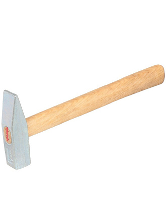 Молоток слесарный, НИЗ, квадратный боек, оцинкованный, рукоятка дерево, 0.6 кг, 25019615/25018615