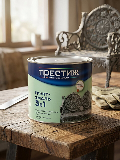 Грунт-эмаль Престиж, по ржавчине, алкидная, коричневая, 1.9 кг