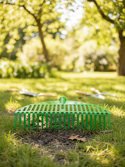 Грабли веерные, 22 зуб, пластик, 44 см, Инструм-Агро, Оазис/Гардения, 010819