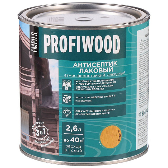 Антисептик Profiwood, для дерева, лаковый, орегон, 2.4 кг