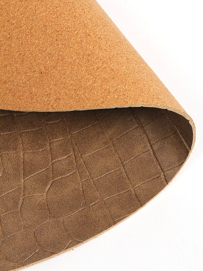 Салфетка декоративная ПВХ, пробковое дерево, 38х38 см, круглая, коричневая, Domenik, Croco, DMP14