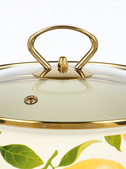 Кастрюля эмалированная сталь, 2 л, крышка стекло, Daniks, Лимоны, индукция