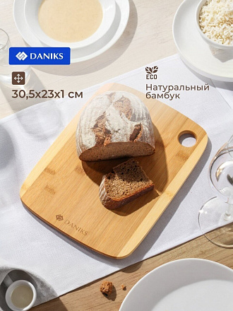 Доска разделочная бамбук, 30.5х23х1 см, прямоугольная, Daniks, Бамбук, H-1568