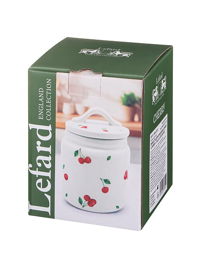 Банка для сып продуктов, керам, 0.5 л, 10х10х13.5 см, с крыш, Lefard, CHERRY, 358-2351