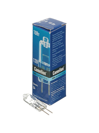 Лампа галогенная G4, 10 Вт, 12 В, капсула, JC, свет белый, Camelion, 2167