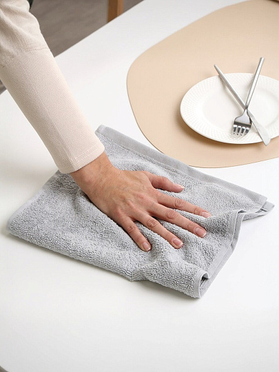 Полотенце кухонное махровое, 30х50 см, 480 г/м2, 100% хлопок, Silvano, Трея, серое, Узбекистан