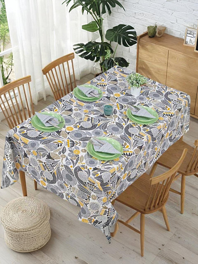 Набор столового текстиля скатерть 220х145 см + 6 салфеток 35х35 см, 100% хлопок, рогожка, АртДизайн, Талавера, СБ.135.220