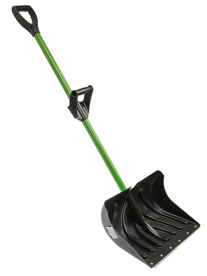 Лопата для снега пластик, с оцинкованной планкой, 500х375 мм, черенок металлический, ручка силы, Домбай