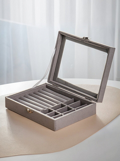 Шкатулка для украшений, полимер, 20х15х5 см, серая, A320026