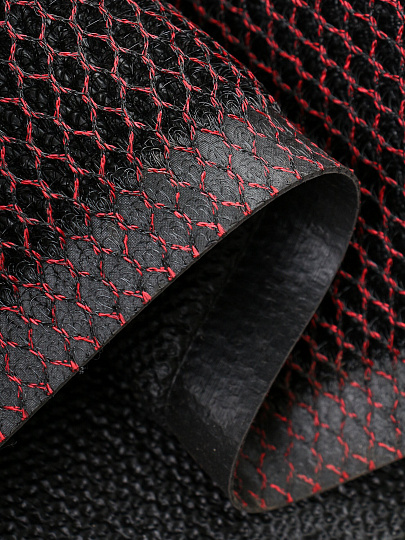 Коврик придверный, 90х120 см, прямоугольный, полиэстер, красно-черный, Mesh mat, ComeForte, ММ-16