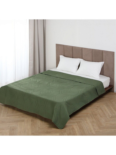 Покрывало евро, 200х220 см, 100% полиэстер, стеганое, Silvano, Модерн, темно-зеленое