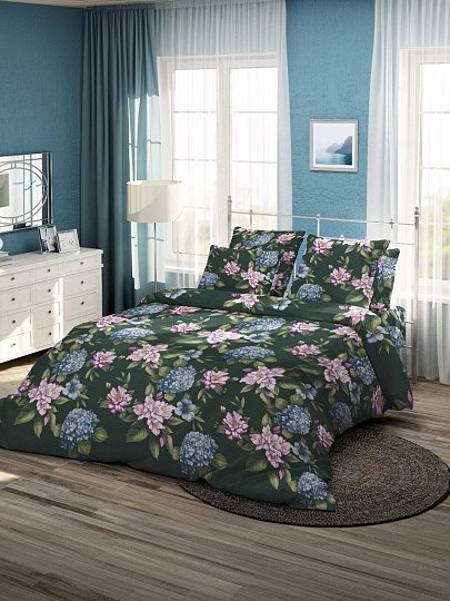 Постельное белье 1.5-спальное, простыня 145х220 см, 2 наволочки 70х70 см, пододеяльник 145х215 см, Самойловский текстиль, бязь, Роскошный сад