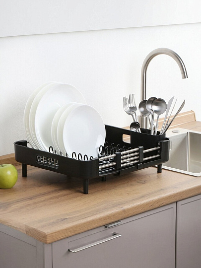 Сушилка для посуды, нержавеющая сталь, с поддоном, раздвижной, 49х34х12 см, B080029