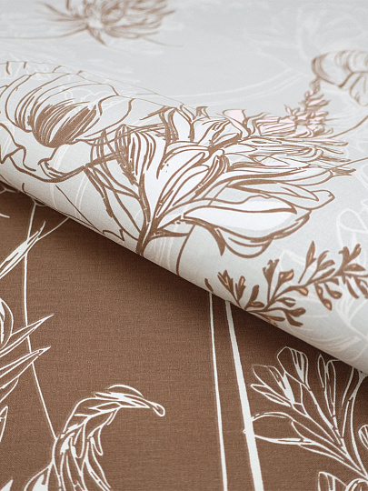 Постельное белье евро, простыня 180х200 см, 2 наволочки 70х70 см, пододеяльник 175х215 см, простыня на резинке, Bravo, поплин, Bravo Ликорис, Ликорис