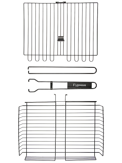 Решетка барбекю 400х280х60 мм, Гурман, нержавеющая сталь, антипригарное покрытие, рукоятка дерево, складная, 11100107-1(40-28)