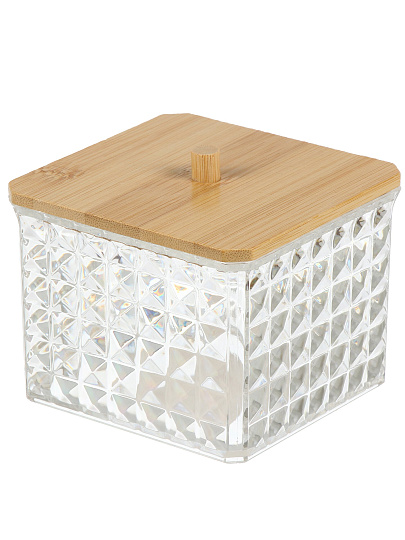 Контейнер для ватных дисков, квадратная, пластик, прозрачная, Y4-11324