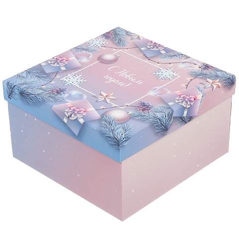 Подарочная коробка картон, 23х23х13 см, квадратная, Зимняя сказка, Д10103К.372.1