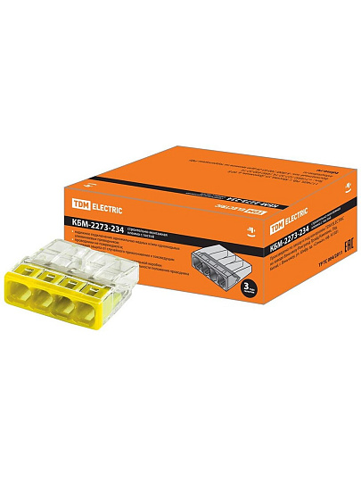 Клемма КБМ-2273-234, строительно-монтажная, с пастой, 2.5 мм², TDM Electric, SQ0517-0113