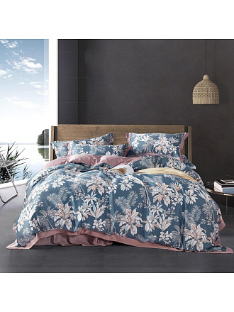 Постельное белье 2-спальное, простыня 200х220 см, 2 наволочки 50х70 см, пододеяльник 175х215 см, Silvano, поплин, Растения 22/005-PCE/SLV