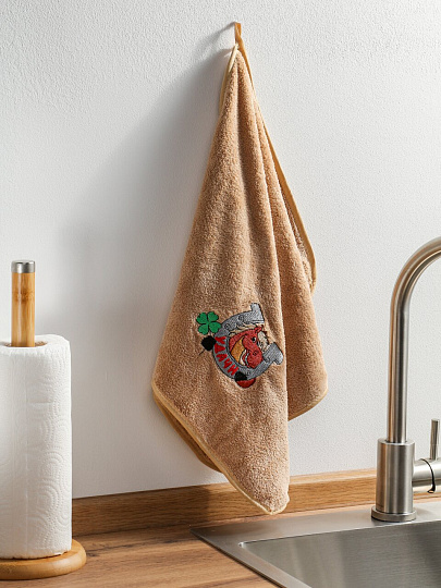 Полотенце кухонное 40х70 см, 100% полиэстер, микрофибра, Dinosti, Удачи, Россия