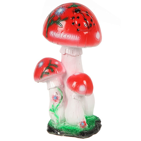 Фигурка садовая, Мухомор тройной с коровкой, 36х20 см, гипс,446
