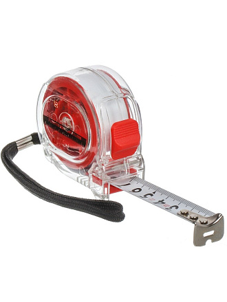 Рулетка 3х19 мм, с фиксатором, прозрачный корпус, Bartex, M-20