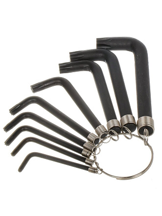 Набор ключей имбусовых, 9 предметов, Bartex, углеродистая сталь, TORX, на кольце