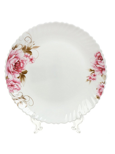 Тарелка обеденная, стеклокерамика, 24 см, круглая, Анжелика, Daniks, BY23LHP95