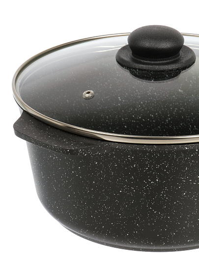 Кастрюля алюминий, антипригарное покрытие, 5 л, крышка стекло, круглая, Гурман, Fit