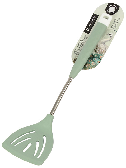 Лопатка кулинарная силикон, 38 см, навеска, Atmosphere, Serenity Gardens, AT-K4501, с прорезями