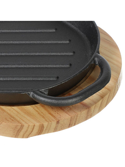 Сковорода чугун, 37.8х16.6х2 см, с подставкой, Y4-8872