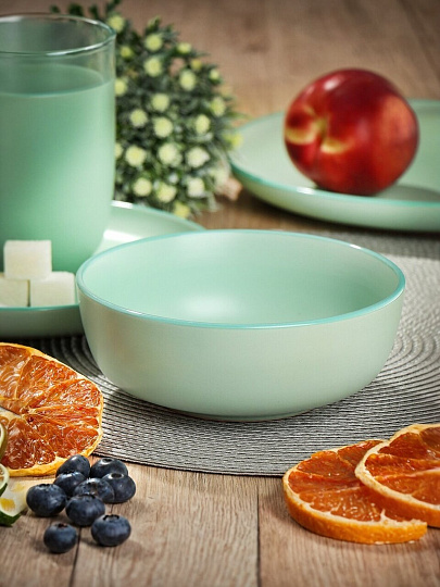 Салатник керамика, круглый, 15х5.6 см, Macarons, Domenik, DM7002, мятный