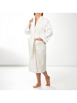 Халат женский, махровый, 100% хлопок, молочный, XL-XXL, 52-54, Silvano