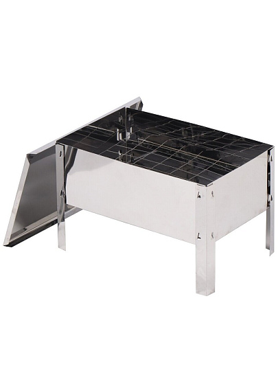 Мангал-коптильня 40х25х14 см, нержавеющая сталь, 0.5 мм, разборный, с крышкой