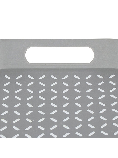 Поднос пластик, 34х34 см, серый, антискользящий, Y6-10708