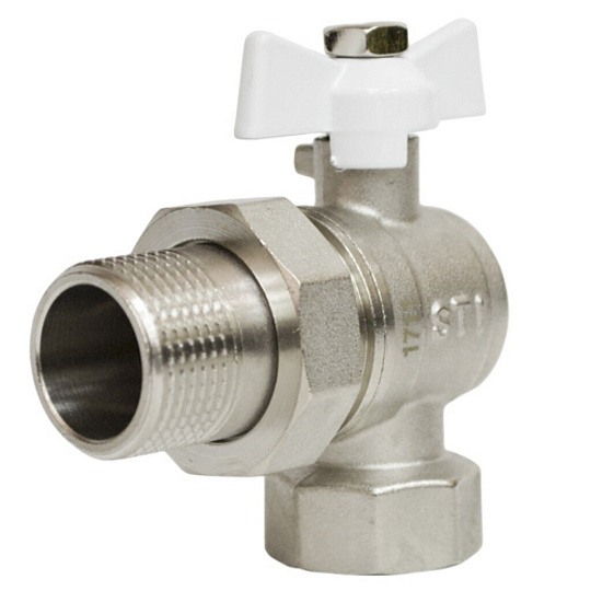 Кран для воды, 3/4&quot;, латунь, угловой, ручка-бабочка, с американкой, STI