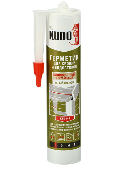 Герметик силиконовый, кровельный, KUDO, KSK-141, 280 мл, белый
