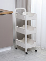 Полка универсальная, пластик, 3 секции, 41х30х83 см, на колесах, белая, Y4-11642 - фото 2
