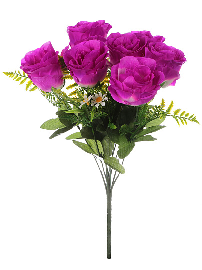 Цветок искусственный декоративный пасхальный, Роза с ромашкой, 10 головок, 45 см, в ассортименте, FB124