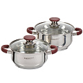 Набор посуды нержавеющая сталь, 4 предмета, кастрюли 2, 3.9 л, индукция, Катунь, Берта, КТ15-А