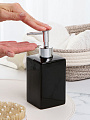Дозатор для жидкого мыла, керамика, 7х7х18 см, квадратный, черный глянец, Y4-9861